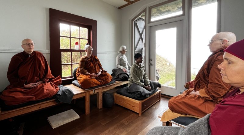 Meditating in the special zendo at North Beach.